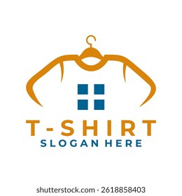 Home Cloth production logo design vector. T-shirt with windows logo design icon