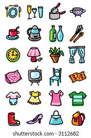 Home and clothes icons