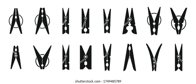 Home clothes pins icons set. Simple set of home clothes pins vector icons for web design on white background