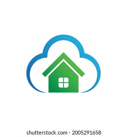 Heimatwolke-Symbol. Immobilienvektorsymbol. Hauslogo-Illustration. einfaches Design-Haus mit Cloud. geeignet für private Sicherheit, Datenschutz, Cloud-Computing.
