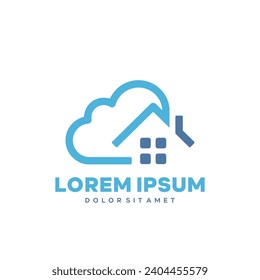 home cloud logo icon with stroke line house vector illustration template