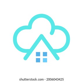 plantilla de diseño de vectores de logotipo de nube doméstica