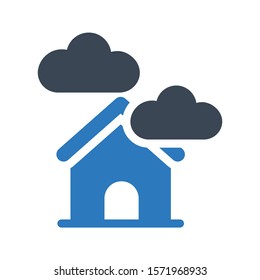 home with cloud vector glyph color icon 