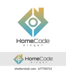 home code initial Letter O Logo design