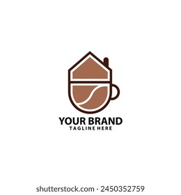 home coffee concept cafe logo design vector