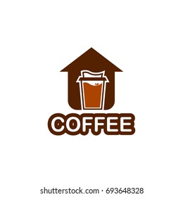 Home coffee logo design with creative illustration