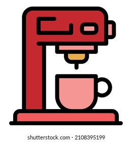 Home coffee machine icon. Outline home coffee machine vector icon color flat isolated