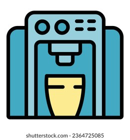 Home coffee machine icon outline vector. Morning food. Croissant time color flat