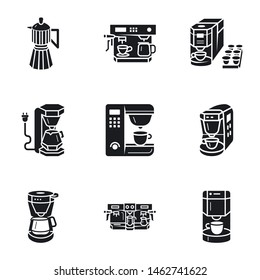Home coffee machine icon set. Simple set of 9 home coffee machine vector icons for web design isolated on white background