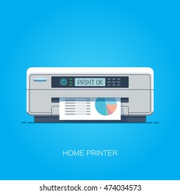 Home color Printer. Isolated Flat Vector Illustration