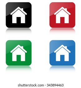 Home  - color vector icon  with shadow