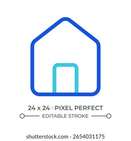 Home colorido ícone da interface do usuário de linha. Propriedade da casa, residência. Imóveis, propriedade privada. Construção, edifício. Símbolo linear duotônico de vetor isolado. Elemento de interface do usuário, pixel perfect