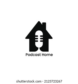 home combination podcast logo design. logos for community brands and entertainment and journalism companies 