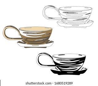 Home comfort style. Tea set. Cup of tea. Wooden tea set.