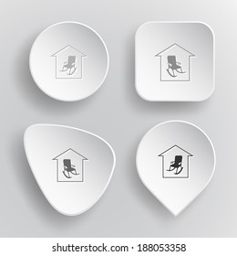 Home comfort. White flat vector buttons on gray background.