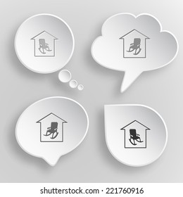 Home comfort. White flat vector buttons on gray background.