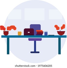 Home comfortable workspace  illustration concept 