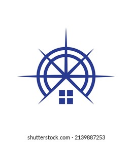 home with compass logo design