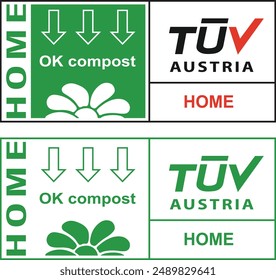 Startseite kompostierbare Verpackung Symbol. EcoSafe. Grün kompostierbar. Biobasiertes Symbol.