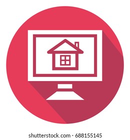 home computer icon with long shadow