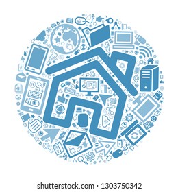 Home and Computer icon, office and technology concept, vector file for EPS10