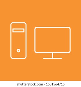 Home computer, PC, icon, stock vector illustration, EPS10.