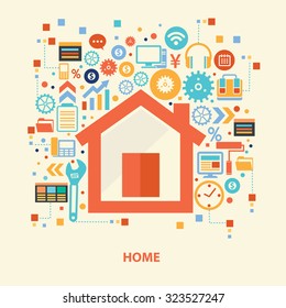 Home concept design on old background,clean vector