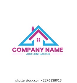 home construction and ADU contractors logo for home remodeling in vector