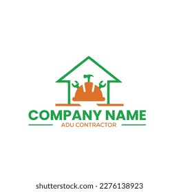 home construction and ADU contractors logo for home remodeling in vector