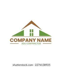 home construction and ADU contractors logo for home remodeling in vector