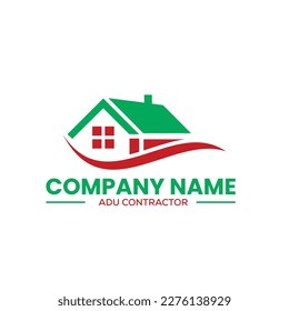 home construction and ADU contractors logo for home remodeling in vector