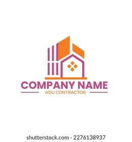 home construction and ADU contractors logo for home remodeling in vector