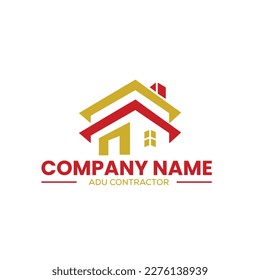 home construction and ADU contractors logo for home remodeling in vector