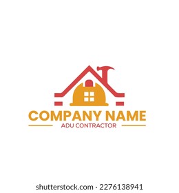 home construction and ADU contractors logo for home remodeling in vector