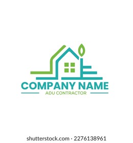 home construction and ADU contractors logo for home remodeling in vector