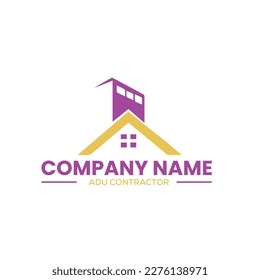 home construction and ADU contractors logo for home remodeling in vector