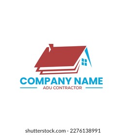 home construction and ADU contractors logo for home remodeling in vector