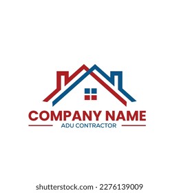 home construction and ADU contractors logo for home remodeling in vector