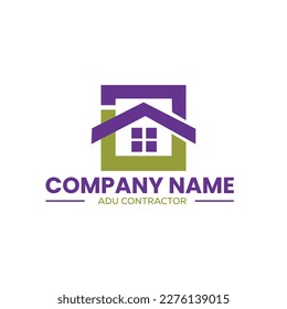 home construction and ADU contractors logo for home remodeling in vector