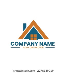 home construction and ADU contractors logo for home remodeling in vector