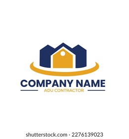 home construction and ADU contractors logo for home remodeling in vector