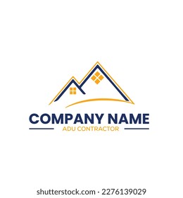 home construction and ADU contractors logo for home remodeling in vector