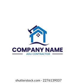 home construction and ADU contractors logo for home remodeling in vector