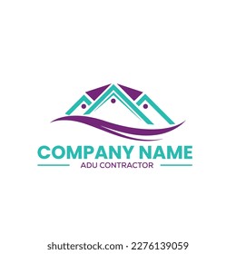 home construction and ADU contractors logo for home remodeling in vector