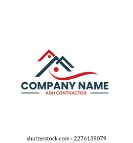 home construction and ADU contractors logo for home remodeling in vector