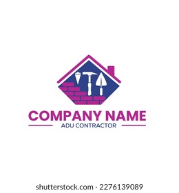 home construction and ADU contractors logo for home remodeling in vector