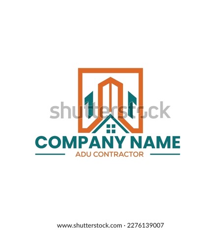 home construction and ADU contractors logo for home remodeling in vector