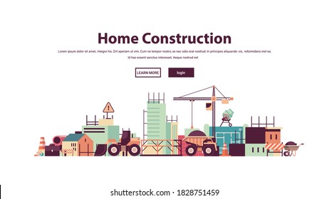 home construction building engineering concept construction site copy space horizontal vector illustration