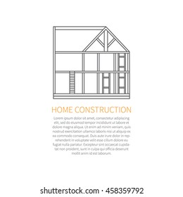 Home construction concept made in modern line style.Flat icons isolated vector illustration.Can be used for banner, poster and web elements.