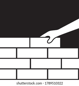 home construction- hand laying bricks  building icon